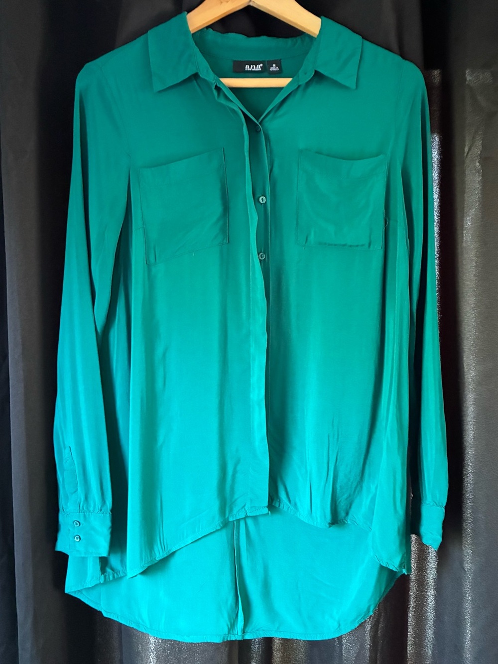 Ana Woman’s Button Down Blouse Size Medium Emerald Green